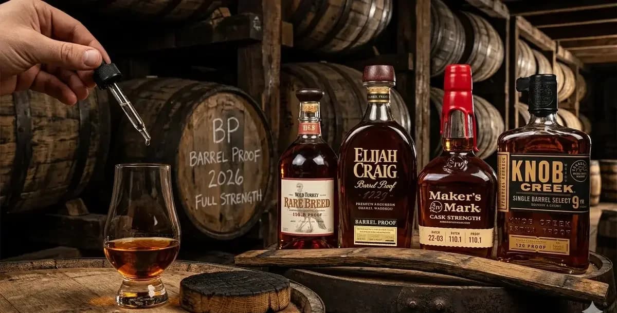 Barrel proof bourbon bottles